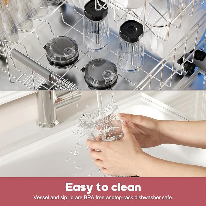 18oz Blending Vessel Accessories for Ninja Blast Portable Blender BC151BK | Upgraded 180° Flip Lid & Leak-Proof Travel Handle, Personal Blender Cup Replacement for Gym, Office and Outdoor