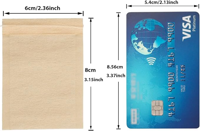 Eketirry 200pcs Disposable Tea Bags for Loose Tea, Empty Tea Bag with Wood Pulp Material, Unbleached Tea Filter Bag with Drawstring (Initial,2.36 x3.15 inch)