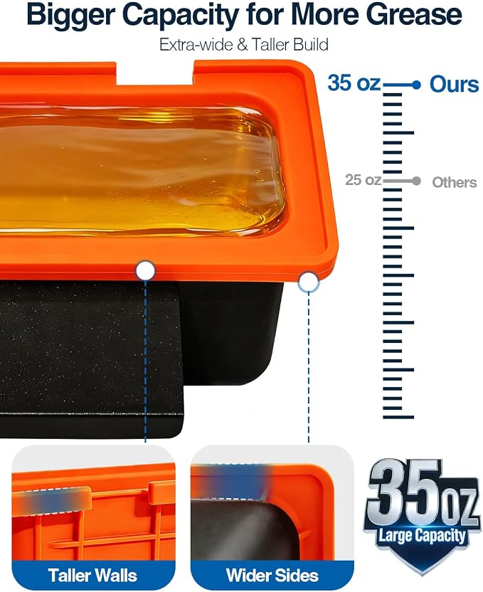 Drip Pan with Silicone Grease Cup Liners for Blackstone, Upgraded Silicone Grease Catcher, Reusable Grease Tray for Old 28" & 36" Blackstone Griddles