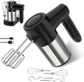 binROC Cordless Electric Hand Mixer, 7-Speed with Storage Base, Black | Rechargeable, Eject Button, Long Battery, Quiet Anti-Splash, 6×304 Stainless Attachments, Self-Stand for Cake, Dough Baking