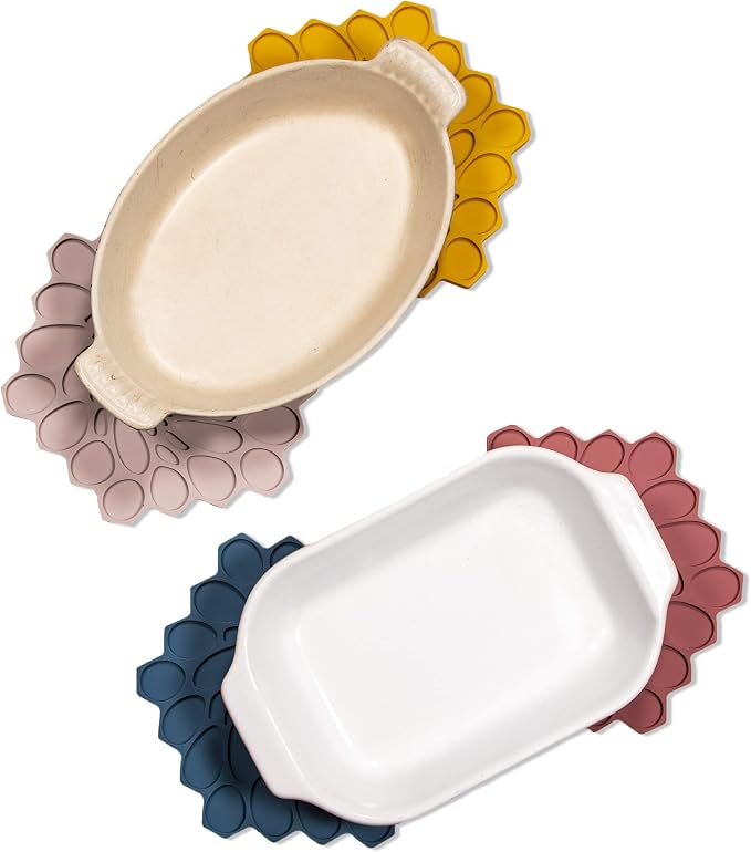 7 x 7 Hive Interlocking Silicone Trivet, BPA, PVC-Free, Heat Resistant Up to 675°F, Non Slip, Protects Table from Heat, Mustard Color, Pack of 1