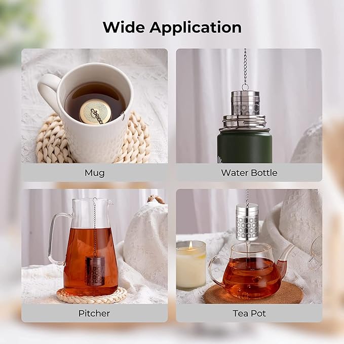 2 Pack Reinmoson 304 Stainless Steel Tea Strainers for Loose Tea 1.5”x2.2” | Extra Fine Mesh Tea Infuser for Loose Leaf Tea Steeper, Updated Slim Threaded Lid Tea Ball for Cup, Mug, Teapot, Kettle