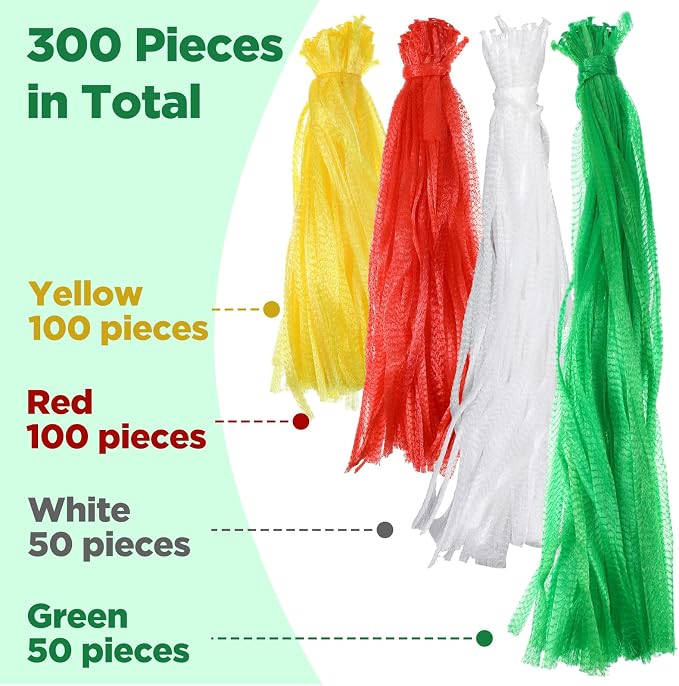 300 Pcs Reusable Mesh Produce Bags, Multiple Sizes Onion Fruits Net Bag Seafood Boil Bag Durable Tear Resistant Mesh Plastic Nylon Net Bags with Closures for Vegetables Crab Clam Crawfish