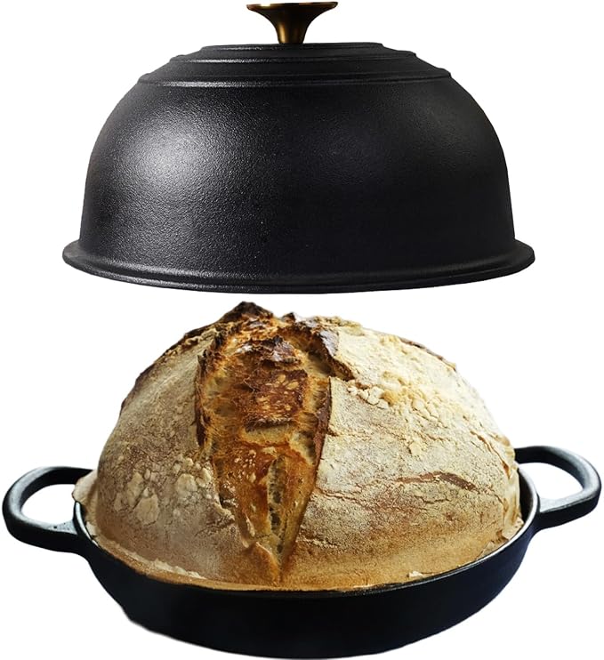 Cast Iron Bread Pan, Sourdough Artisan Bread Oven – Pre-Seasoned – Round 26 cm, 6.25 L (6.6 qt) – Boule Pan with a Deep Lid for Steam Baking