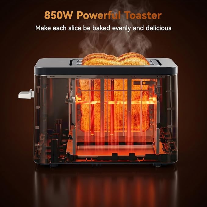 Mecity 2 Slice Toaster Smart Touchscreen, Stainless Steel Wide Slot Toasters Defrost, Reheat, Memory Function, Auto Shutoff, Digital Electric Bread Toaster for Bagel Muffin Waffle, 120V