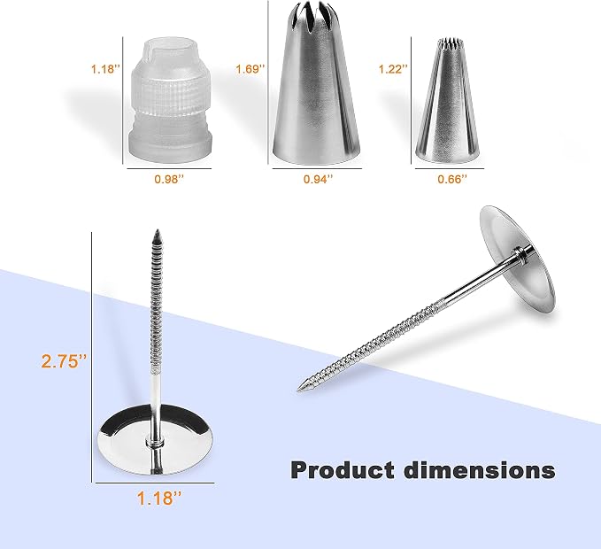 FIVETASCake Decorating kit for Beginners-52 Numbered Icing Tips with Pattern Chart,2 Flower Nails and 1 Coupler.Piping Tips Set with storage box.