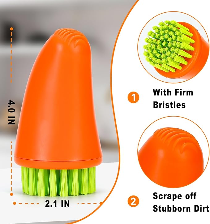 Fruit and Vegetable Cleaning Brush with Ergonomic Handle | Fun and Functional, Food Safe, Effective Cleaning, Veggie Potato Scrubber Brush