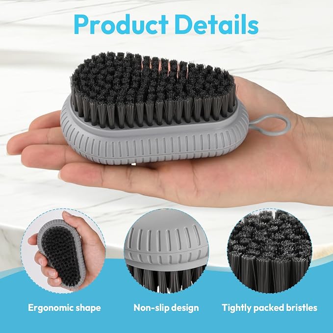 Fruit and Vegetable Brush, Multi-Purpose Produce Scrubber Brush with Non-Slip Handle & Hanging Loop