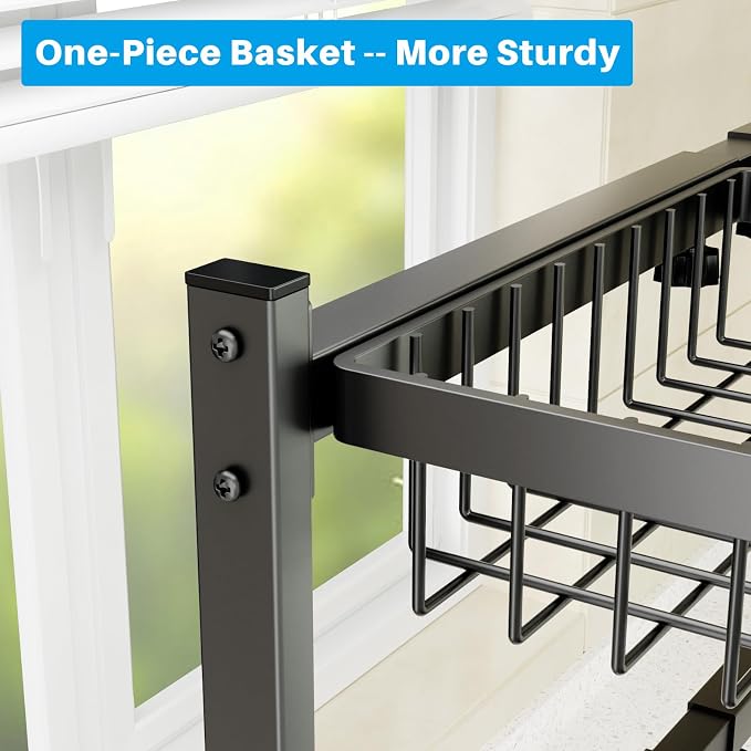 SNSLXH 4 Baskets 2-Tier Over The Sink Dish Drying Rack, 26.57"-35" | Large Dish Drying Rack for Kitchen, Extensible and Adjustable, Saving Kitchen Space