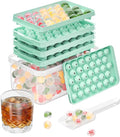 Optish 3 Pack Ice Trays for Freezer, 99 PCS Ice Cube Tray with Lid and Bin, Round Ice Cube Mold, Circle Ice Maker for Chilling Drinks (0.8 inch, Green)