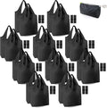 BeeGreen 20 Pack Black Reusable Grocery Bags with Storage Pouch Reusable Shopping Bags Bulk w Elastic Band 50LBS X-Large Foldable Tote Bags Machine Washable-Heavy Duty Cloth Tote Bags for Groceries