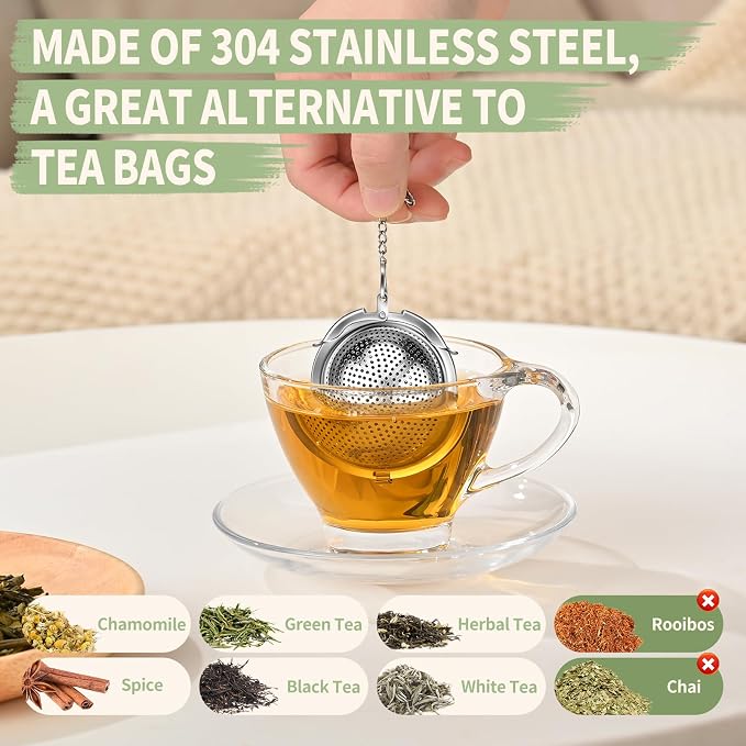 2Pack 304 Stainless Steel Tea Strainers for Loose Tea Infuser Ball, ASWETMEL Tea Ball for Loose Leaf Tea, Tea Holder Loose Leaf Tea Steeper, Tea Diffuser for Chamomile, Black Tea, Herbal & Spices