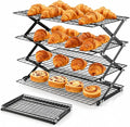 Cooling Racks For Cooking And Baking, 2/3/4-Tier Collapsible Cookie Cooling Rack With Adjustable 3 Setting Design Stackable Roasting Cooking Drying Wire Cooling Rack For Cookies Bread Baking