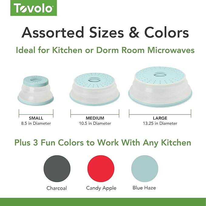 Tovolo Collapsible Microwave Splatter Cover, Charcoal Gray, Medium 10.5" in