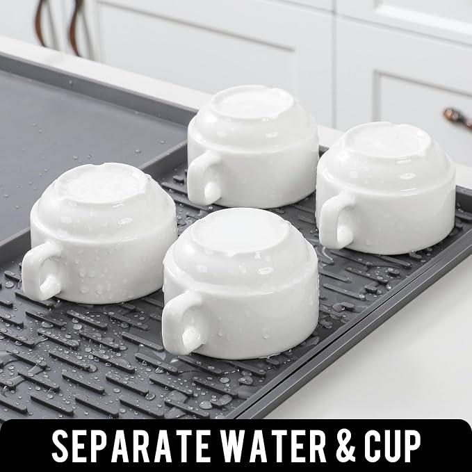 Caketime 2 In 1 Silicone Coffee Bar Mat Accessories Detachable Dish Drying Rug Rack Stone for Kitchen Counter Home Household Apartment Office Essentials Barista Espresso Machine Drainer Must Have