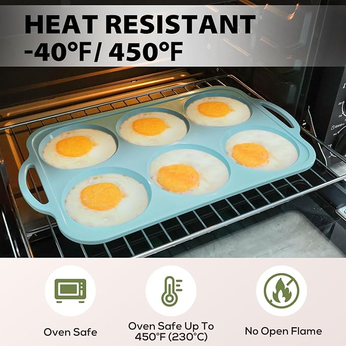 Nonstick Silicone Muffin Top Pan: 4 Inch Jumbo Silicone Egg Molds Frame | with Metal Frame for Baking Breakfast Sandwiches/English Muffins Egg Bites Hamburger Buns - Oven Housewife Toeusog