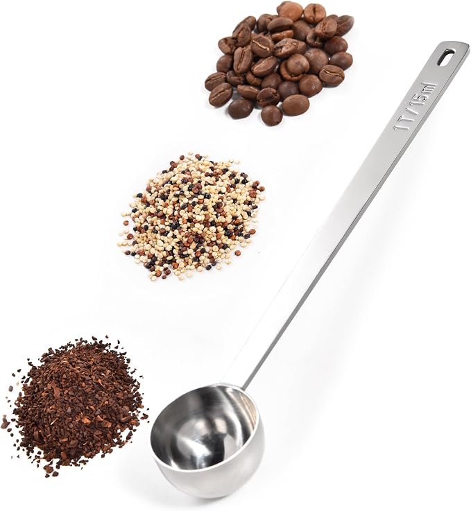 Doosu Metal 6.9in Long Handle Coffee Scoop for Ground Coffee (1 Tbsp) | Food-Grade 18/8 Stainless Steel Measuring Spoon, Tablespoon Scooper for Coffee Beans, Espresso, Protein Powders, Tea, Sugar