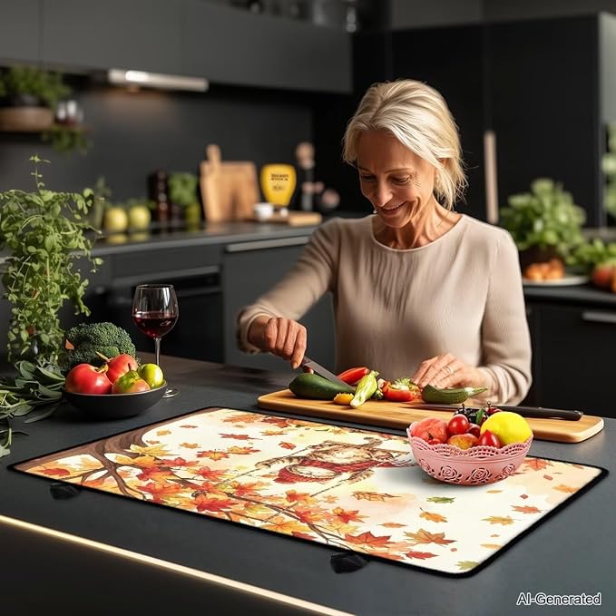 Cat Daisy Stove Top Covers Heat Resistant, Thick Insulation Cooktop Cover, Reusable Dish Drying Mat, Non-slip Flat Stovetop Protector, Wear Resistant Stovetop Liners, 30"x21"