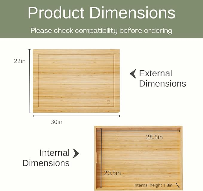 Noodle Board Stove Cover Cutting Board with Handle - Stove Top Cover with Care Brush FSC Certified - Multiuse Gas Stove Cover Board for Serving Chopping Decorating, 30”x22”(Outer) / 28.5”x20.5”(Inner)