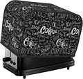 Toaster Cover 2 Slice with Coffee Pattern Dustproof Bread Maker Cover Fingerprint Bakeware Protection Wide Slot Toaster Bag Reusable Kitchen Small Appliance Cover
