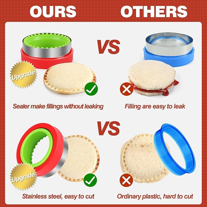Sandwich Cutters for Kids Lunch, Breakfast Crustless Sandwich Maker | Sandwich Cutter and Sealer Variety Cookie Cutters Bread Decruster School Lunch Bento Box Accessories for Kids Children