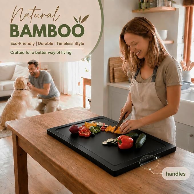 Wooden Noodle Board Stove Cover for Electric Stove & Gas Range, 27.56 x 19.69 In, Lightweight Stovetop Cover with Built-In Handles, Juice Groove & Smooth Flat Top for Extra Counter Space