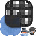2 PCS Silicone Trivet & Splatter Shield for Ninja Crispi Black (Sky Blue) | Heat Resistant & Non-Slip Silicone,Blocks Oil Splashes,Guards Countertops,Reusable, Easy To Clean,Dishwasher Safe