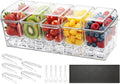 VEVOR Chilled Condiment Server Caddy, 5 Compartment Ice Cooled Serving Container, Plastic Fruit Garnish Tray Platter with Separate Lid, for Taco Salad Bar Accessories, Party Home Restaurant Supplies