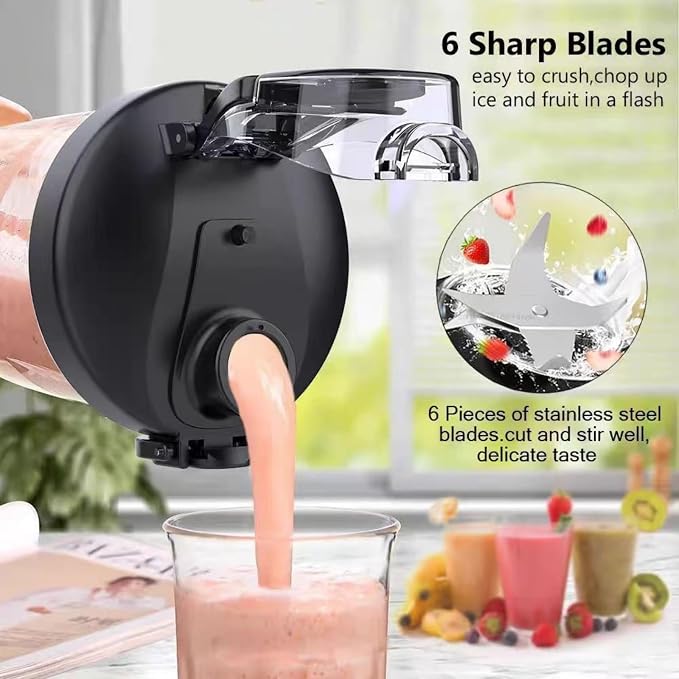 Portable Blender,USB 600ML Electric Juicer Fruit Mixer,4000mAh,Personal compact travel juicer,Smoothies,Fresh juice,Self-cleaning,Leakproof lid, Smart time display,6 blades,with strong blending,Black