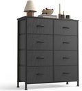 Sweetcrispy 8 Drawer Dresser with Fabric Bins for Bedroom Storage, Grey | Closet Organizer, Tall Chest of Drawers with Steel Frame and Wood Top, Easy Pull Handles, Hallway Entryway