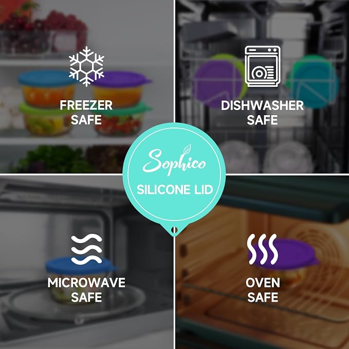 SOPHICO 2 Cup Silicone Lids Replacement for Pyrex & Anchor Hocking 7200-PC | Food Grade Silicone, Leakproof、Airtight Lids, Dishwasher Microwave Safe
