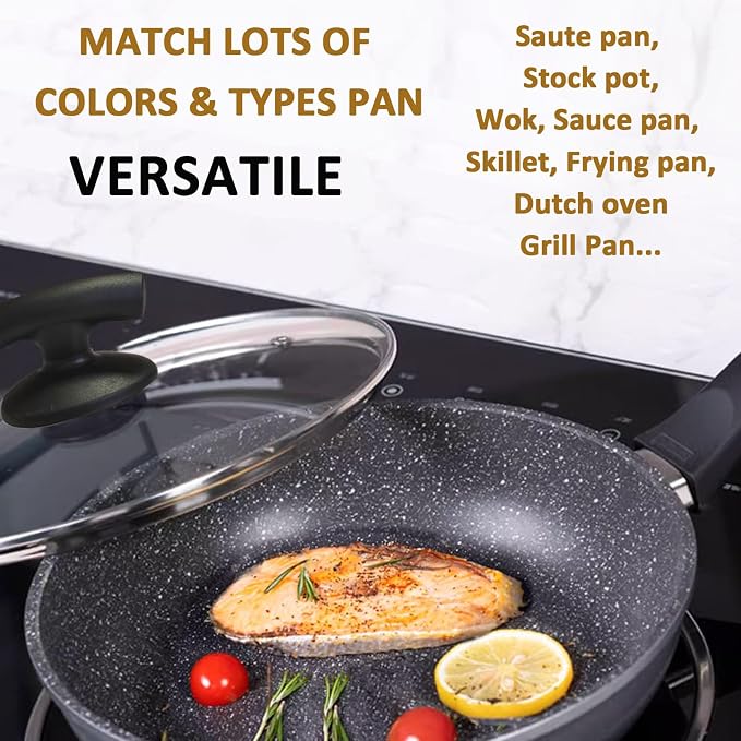 Glass Lids for Pans and Pots - 8, 9.5, 10.25, 11, 12, 12.5 Inch Tempered Covers for Frying, Cast Iron, Dutch Oven, Sauce Pan - Replacement Lids With Stainless Steel Rim (8 Inch)