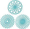 Silicone Trivets for Hot Dishes, Trivet Mat Pads for Kitchen Decor, Trivet for Hot Pots and Pans, Heat Resistant Mats Countertop, Round Trivets Table & Quartz Countertops Teal Set 3