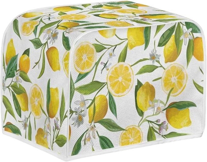 Floral Lemon Toaster Cover for 2 Slice Bread Toaster Oven - Dustproof Kitchen Small Appliance Protector for Bakeware