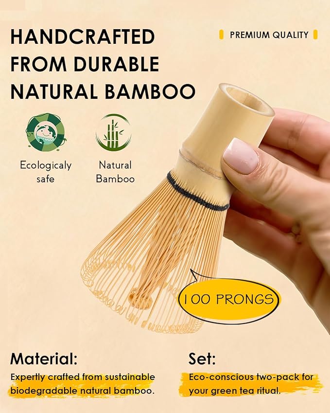 Bamboo Matcha Whisk Set with 2-pack Matcha Whisk, Sifter,Tea Scoop & Spoon | Handcrafted Traditional Japanese Chasen, Natural Bamboo Matcha Kit for Authentic Matcha Tea Preparation