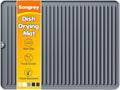 Songrey Silicone Dish Drying Mat for Kitchen Counter, 24" x 18", Dark Gray | Drying Pad for Sink Dishes or Under Rack, Multi-Use as Heat Resistant Trivet, Coffee Bar Mat