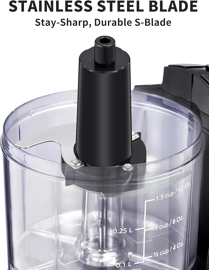 Reemix 1.5-Cup Electric Food Chopper, 100W Mini Food Processor Meat Grinder | One-Touch, Mix, Chop, Mince and Blend Vegetables, Fruits, Nuts, Meats, Stainless Steel Blade (Black)