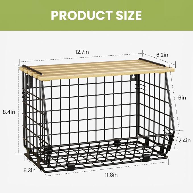 Hanging Fruit Basket for Kitchen, 3 Pack Vegetable Produce Basket | Wall Mounted & Countertop Wire Storage Basket for Potato Onion Fruits Vegetables, Pantry Organizers Storage
