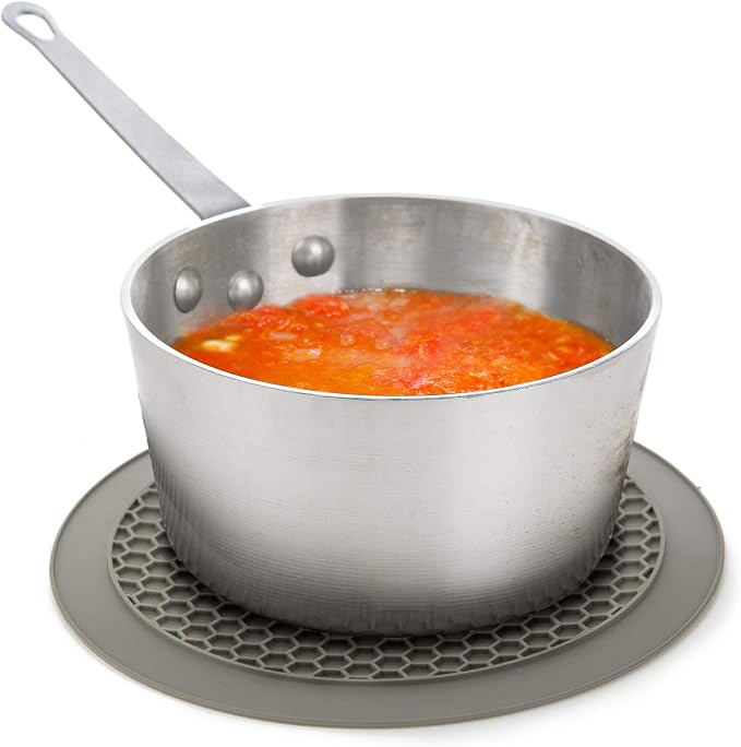 Compact Microwave Multi-Mat, 9.5 Inches, Gray – Microwave Food Splatter Protector & Heat-Resistant Trivet