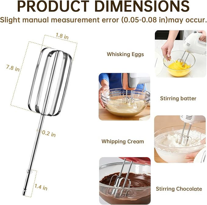 Hand Mixer Beaters Attachments Replacement for Hamilton Beach | Paddle Stainless Steel Turbo Beater Parts Compatible with 62682RZ 62692 64699 62695V Electric Mixer (Style A, 2 Pack)