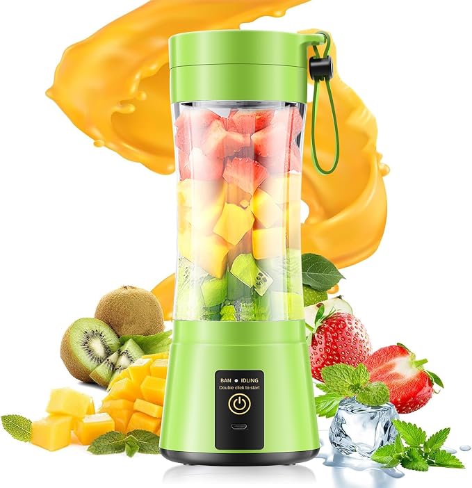 Mini Personal Portable Blender - 12oz Smoothie Blender Juice Cup | Cordless Lightweight Small Blender, Leak-Proof, Quick Blend, Easy Clean, Easily Making Fresh Juice for Sports/Office/Gym