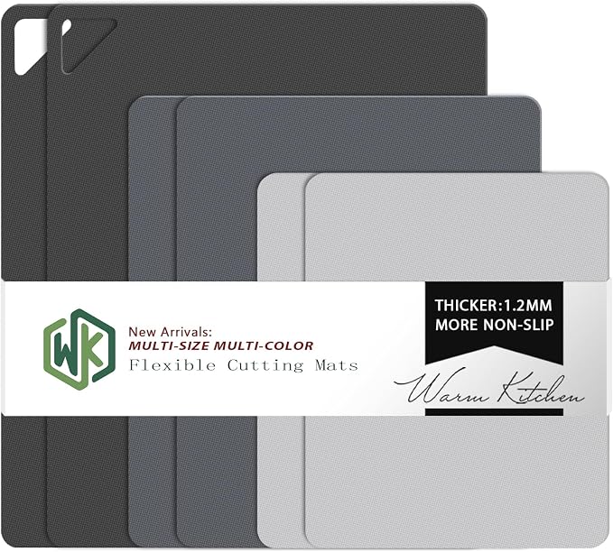 WK Flexible Plastic Cutting Boards for Kitchen, 6 Pieces Cutting Board Mats, Thin Cutting Board Sheets, Dishwasher Safe, BPA Free, Multi Sizes Set of 6