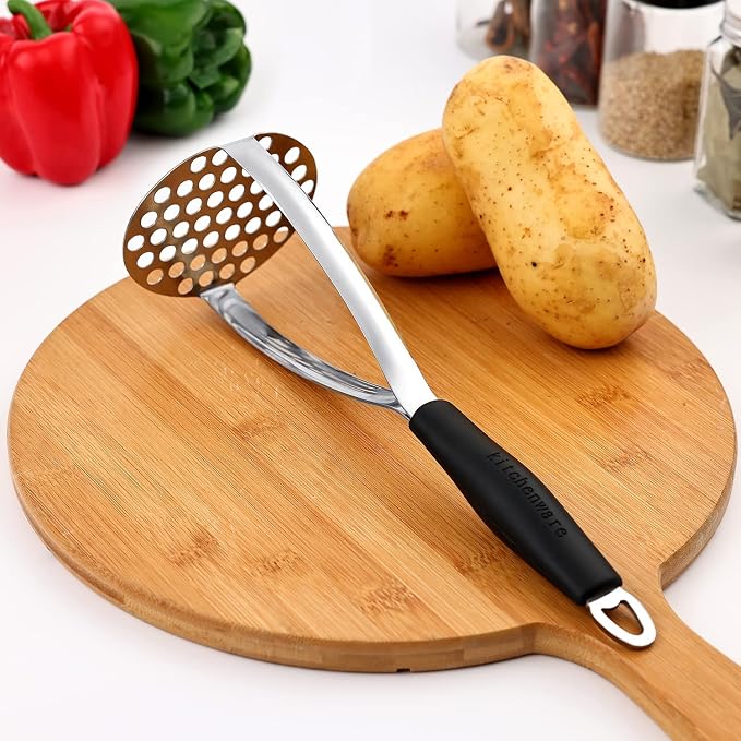 Joyoldelf Heavy Duty Stainless Steel Potato Masher with Potato Peelers, Masher Kitchen Tool & Food Masher/Potato Smasher with Silicone Handle, Perfect for Bean, Vegetable, Fruits, Avocado, Meat