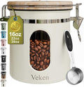 Veken Coffee Canister with Window, Airtight Stainless Steel Container, 16OZ | Date Tracker,Kitchen Food Storage Organizers for Beans, Ground, Espresso, Rice,Tea, Sugar,Cereal, Gifts,Lids,Jars,Scoop,Cream