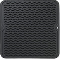 MicoYang Silicone Dish Drying Mat for Multiple Usage,Easy clean,Eco-friendly,Heat-resistant Silicone Mat for Kitchen Counter or Sink,Refrigerator or Drawer liner Black M 12 inches x 12 inches