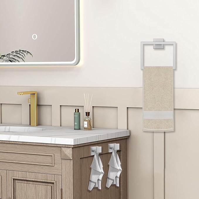 JOPOFI 5 Piece Towel Bar Set - 15.7 Inch Bath Towel Holder - Brushed Nickel | Stainless Steel Towel Racks for Bathroom Wall Mounted, Towel Rod for Bathroom Wall