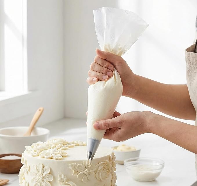 ilauke 13 Inch Disposable Piping Bags, 200 Pcs for Cake Baking Decorating | Thick anti-burst material with non-slip design, compatible with standard tips, ideal for frosting cakes, cupcakes, cookies