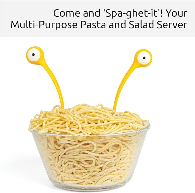 OTOTO Pasta Monsters and Salad Servers - BPA-Free Fun Kitchen Gadgets - 100% Food Safe Salad Spoon and Fork Set - 11.93x 3.39 x 2.24 inch