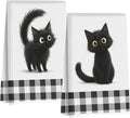 Jztco 2 Pcs Cute Cat Kitchen Towels, Cat Gifts Reusable Hand Towels-2 | Cat Dish Cloths for Drying Dishes, Cats Waffle Dish Towels for Kitchen Bathroom Decor, Cat Lover Gifts for Women Grandma Mom