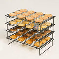 4PCS Cooling Racks for Cooking and Baking, Collapsible 4 Tiers 10"X16" Cool Batches of Cookies, Non-Stick & BPA-Free, Oven and Dishwasher Safe (Black-200)